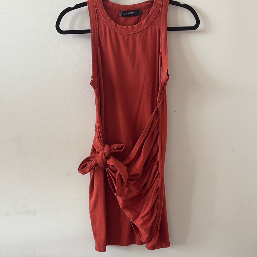 Amazon Orange Asymmetrical Sheath Dress